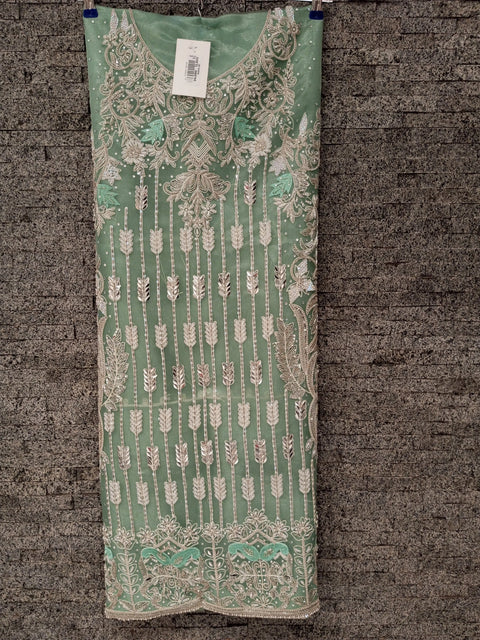 Handmade zardozi work Front shirt - fabric net,tissue Ali Bridals Online